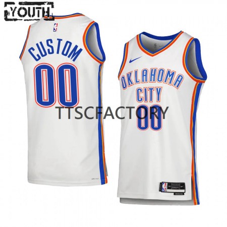 Kinder NBA Oklahoma City Thunder Trikot Benutzerdefinierte Nike 2022-23 Association Edition Weiß Swingman